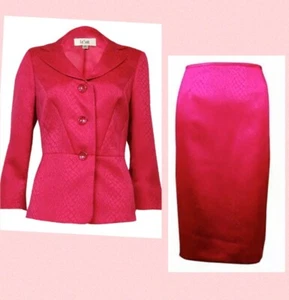 NEW $200 Le Suit 10P Orchid Pink Croco Skirt Jacket Womens Designer Suit NWT - Picture 1 of 6