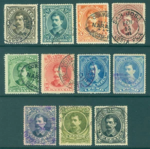 COSTA RICA 1889 UPU - President Soto Alfaro complete set Scott # 25-34 used F/VF - Picture 1 of 2