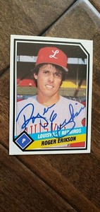 1989 TCMA CMC SIGNED AUTO CARD ROGER ERICKSON LOUSIVILLE REDBIRDS TWINS YANKEES 