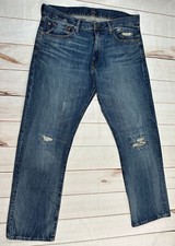 NWOT Polo Ralph Lauren Mens Jeans Blue 40*32 The Classic Fit Distressed Denim