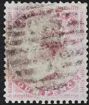 Great Britain: Scott #22  VF 4 penny Rose  on bluish paper - Image 1 of 2