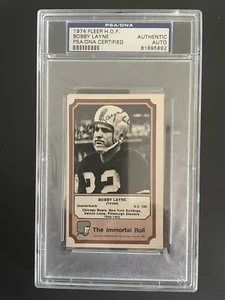 Auténtico rollo de fútbol americano Fleer Immortal 1974 firmado por Bobby Layne HOF Lions PSA/DNA - Imagen 1 de 5