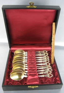 Christofle 12 tea coffee spoons   SILVER Plate partially GOLD plated, model 1900 - Picture 1 of 8
