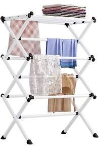 FKUO Household Indoor Folding Clothes Drying Rack, Dry Laundry and Hang Cloth