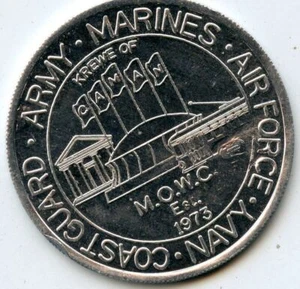 Mardi Gras Doubloon: Krewe of  M.O.W.C. Aluminum 1973 - Picture 1 of 2