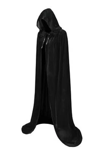 Black Velvet Cape with Hood for Adults,Hooded Cloak for Women and Men,43nch/1... - Picture 1 of 9