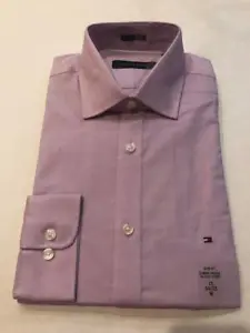 $70 NWT Mens Tommy Hilfiger Medium 15 34/35 Slim-Fit Dress Shirt Orchid Purple - Picture 1 of 1