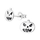 Pumpkin 925 Sterling Silver Ear Studs Pair of Earrings Halloween - 8 mm x 7 mm