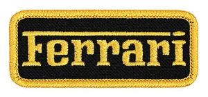 Ferrari Badge Embroidered Patch Black/Yellow Iron-On Sew-On Jacket Backpack Hat - Picture 1 of 2