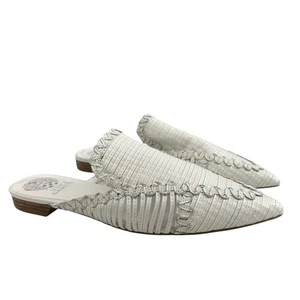 Vince Camuto Manindie Blanco Punta Cosida Cuero Plano Slide Mula Talla 8M - Imagen 1 de 15