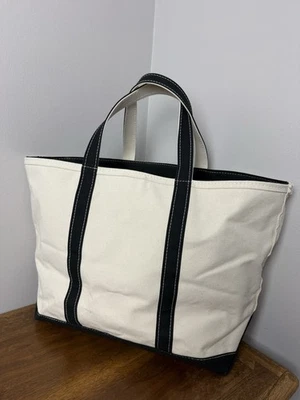 L.L. Bean Boat and Tote Bag Black Zip Top Large USA Oribe Logo - Image 1 of 4