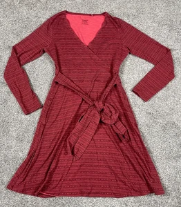 Toad & Co Dress Womens XS Red Belted Pattern Long Sleeve Event Holiday A Line - Picture 1 of 8