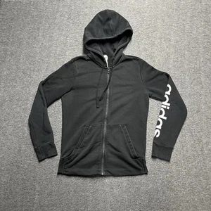 Adidas Full Zip Hoodie Jacket Youth Medium (12-14) Black Logo - Picture 1 of 9