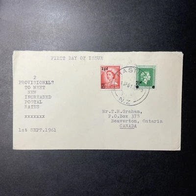 1961 NEW ZEALAND Hastings Airmail Cover First Day to CANADA Beaverton Ontario - Image 1 of 2