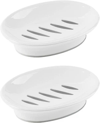 2-Pack Soap Dish with Drain Plastic Sponge Holder Easy Cleaning Soap Saver Tray  - Image 1 of 4