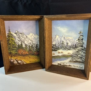 Two 5 x 7 original landscape, paintings not sure if acrylic or oil signed - Picture 1 of 8