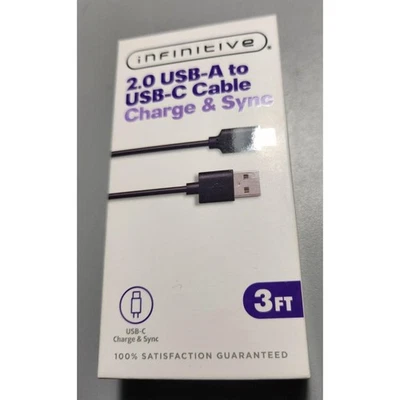 Infinitive 2.0 USB-A to USB-C Type C Charger & Sync Cable 3 foot 18W Max - Image 1 of 2