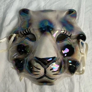 Vintage Ceramic Mardi Gras Cat Mask Wall Hanging Clay Art New Orleans 1988 - Picture 1 of 2