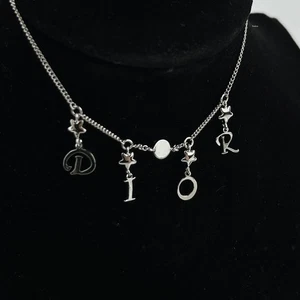 CHRISTIAN DIOR  Bracelet Bangle Chain AUTH Vintage CD Logo Silver × Star F/S - Picture 1 of 9