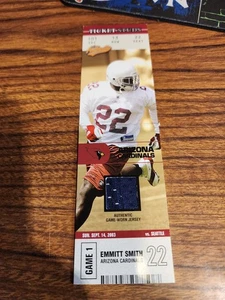 2003 Fleer Authentix Emmitt Smith Ticket Studs Game Worn Jersey Swatch #TS-TB - Picture 1 of 4