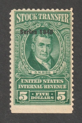 Scott # RD275, Mint, NH, F, $5 Stock Transfer, G. M. Bibb, 1948 - Image 1 of 2