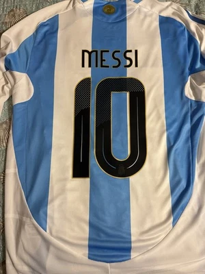 Camiseta de fútbol Argentina Messi #10 local manga larga 100% auténtica grande Foto 1 de 4