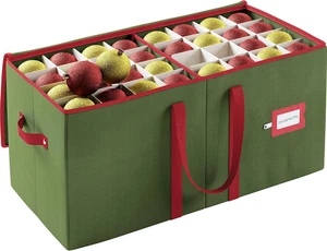 Christmas Ornament Storage Box - Green, Fits 128 Ornaments - Organizer with Divi - Picture 1 of 12