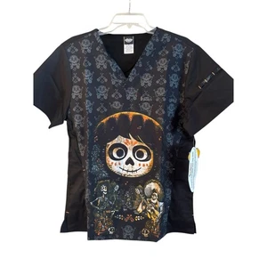 Coco Cherokee Scrubs Tooniforms Disney Mens V Neck Top Size Small NWT - Picture 1 of 7