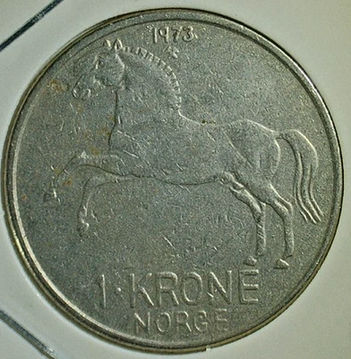 WORLD COIN SALE-1973  NORWAY  1 KRONE-COPPER NICKEL COMPOSITION COIN-KM# 409 - Image 1 of 3