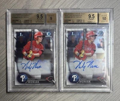 (2) 2016 Bowman Draft Mickey Moniak Chrome Auto 1st Lot #CDA-MM BGS 9.5 Gem - Image 1 of 2