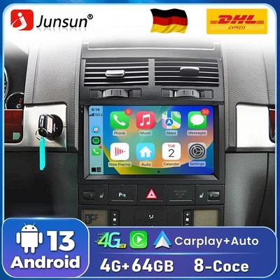 4G+64G 8-Kern DAB+ Android 14 SWC Autoradio Für VW Touareg 7L 2002-2010 GPS NAVI - Bild 1 von 4