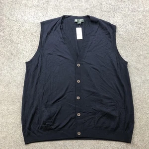 Brooks Brothers Vest Mens XL Navy Lightweight Saxxon Wool Button Front Pockets - Picture 1 of 9