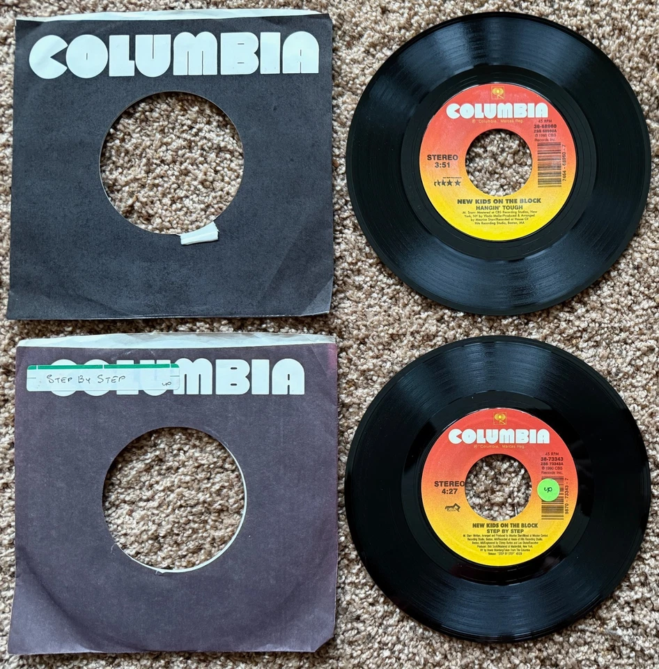 New Kids On The Block - Hangin Tough, Step By Step - 7" Vinyl Singles - VG+ - Image 1 of 2
