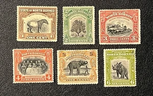Borneo del Nord 1909-22 Gruppo di #136 141 Zecca H 2X105 - Foto 1 di 2