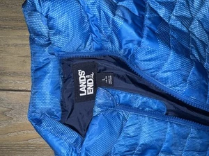 Lands’ End Lightweight Puffer Jacket Boys Size L 14-16 Blue - Picture 1 of 4