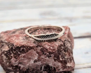 Oxidized 925 Sterling Silver Feather Ring: Spiritual Jewelry (Sizes 2-11) - Picture 1 of 6