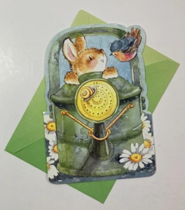 Margaret Sherry Gardening Bunny Watering Can Birthday Card Leanin Tree Vintage - Picture 1 of 4