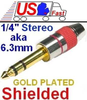 1/4"Stereo Male Plug Audio/Microphone/Mic/PA Cable/Cord End/Terminator 6.35mm{gR - Image 1 of 2
