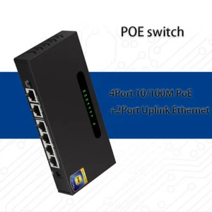 HUB RJ45 4+2 Port 100Mbps POE switch Ethernet splitter Adapter dock station VLAN - Picture 1 of 9