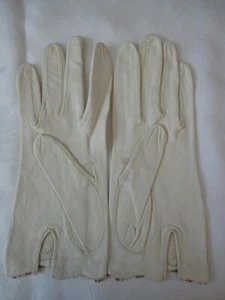 New Vintage Customers Handmade Ivory Kidskin Leather Ladies Gloves sz S/7 - Picture 1 of 7