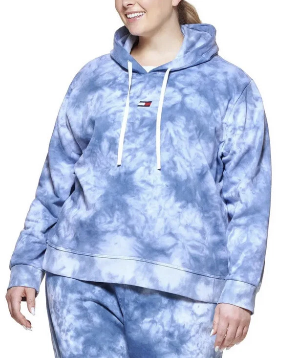 Tommy Hilfiger Sport Womens Tie-Dye Fleece Hoodie Loungewear Plus Size - Image 1 of 1