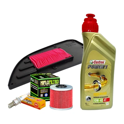 KYMCO DOWNTOWN I 125 / 200 KIT TAGLIANDO CASTROL POWER 1 10W40 FILTRO OLIO ARIA - Immagine 1 di 3