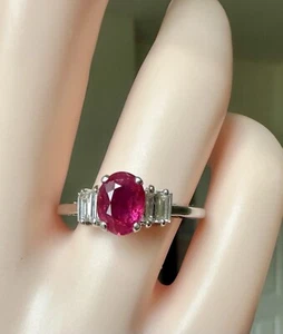 A Superb Unheated No Heat 1.73ct Burma Ruby & Diamond Ring GRS Certificate - Picture 1 of 16