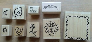 Stampin' Up mounted rubber stamps flowers To/From Thanks... frame 1997 & 2000 - Picture 1 of 7