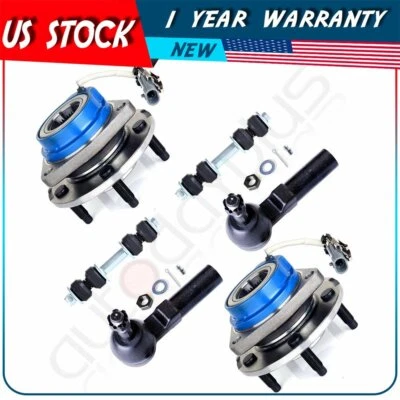 6pc Kit Front Wheel Hub & Bearing Outer Tie Rod Sway Bar For Oldsmobile Cadillac Foto 1 de 4