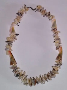 16” Inch Statement Choker Spiral Shell Necklace White Beige Peach Brown Pieces - Picture 1 of 5