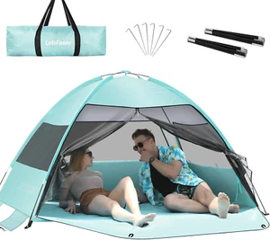 Easy Setup Beach Tent, Anti-Uv, Shade Canopy, Sun Shade, w/ Extended Floor - Picture 1 of 15