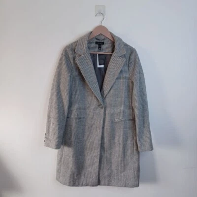 BNWT Womens New Look Size 12 Grey Longline Dogtooth Print Duster Coat/Jacket  - Image 1 of 4