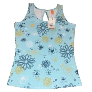 LUCY Exercise Tank in XS, Aqua Floral, Yoga, Dance, Gym, Running, NWT - Picture 1 of 9