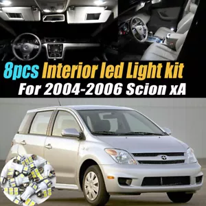 8Pc Super White Car Interior LED Light Bulb Kit for 2004-2006 Scion xA - Foto 1 di 8